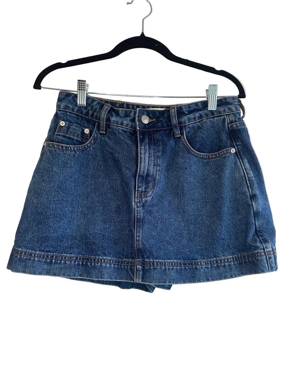 Princess Polly Denim Skort with Front Pockets - Dark Blue